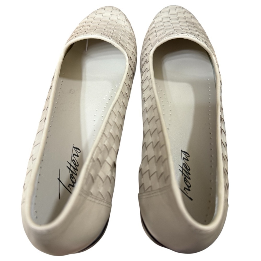 Trotters Liz Bone Beige Basket Woven Leather Loafers Casual Shoes Womens Size 8N - Picture 10 of 12